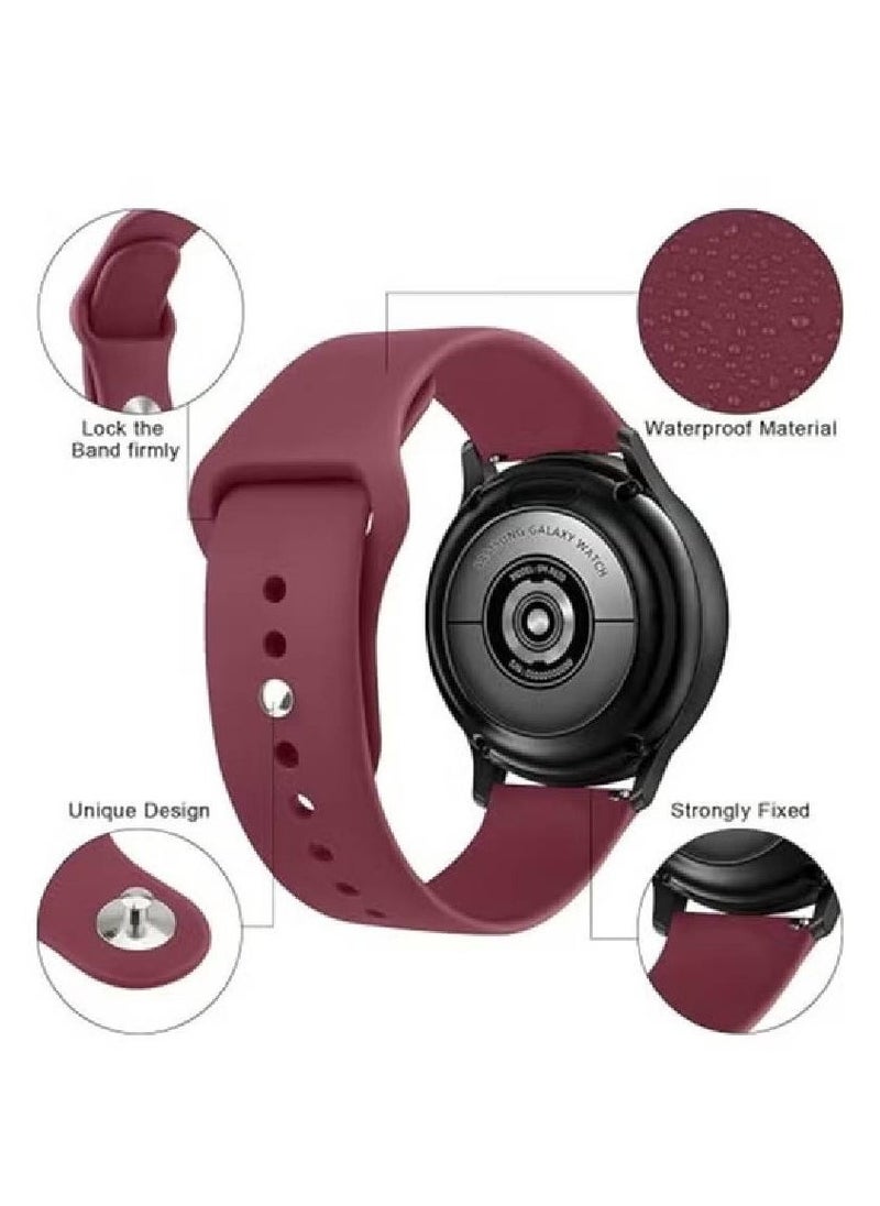Bands Compatible with Samsung Galaxy Watch 6 Band 40mm 44mm, Galaxy Watch 6 Classic Bands 43mm 47mm, 20mm Soft Silicone Sport Replacement Strap for Galaxy Watch 6 Band Women Men - Wine Red - Image 2
