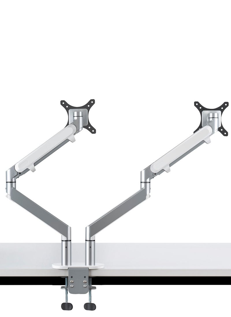 upergo - Upergo OZ-2 Pole Mounted Dual Monitor Arm  Aluminum Full Motion For Gaming And Office Use, 17" - 32",Each Arm Up To 7 KG, Silver | 778881 - Image 1