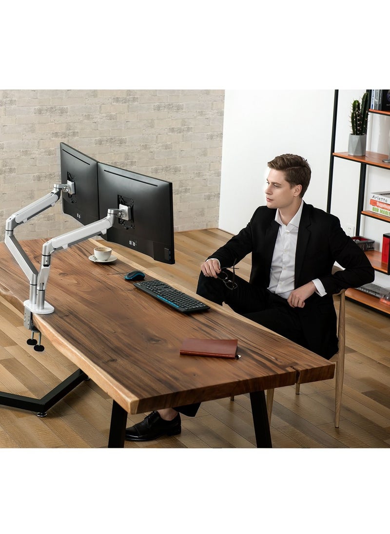 upergo - Upergo OZ-2 Pole Mounted Dual Monitor Arm  Aluminum Full Motion For Gaming And Office Use, 17" - 32",Each Arm Up To 7 KG, Silver | 778881 - Image 1
