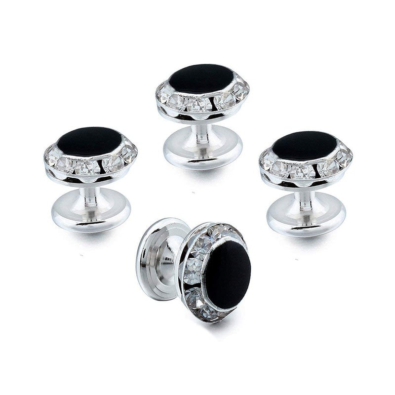 HAWSON Crystal Cuff Links and Studs Set for Mens Tuxedo Shrit Wedding Accessories (Silver) - Image 4