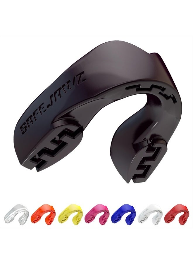 SAFEJAWZ Mouthguard Slim Fit, Adults and Junior Mouth Guard with Case for Boxing, Basketball, Lacrosse, Football, MMA, Martial Arts, Hockey and All Contact Sports (Black, Adult)  - Image 1