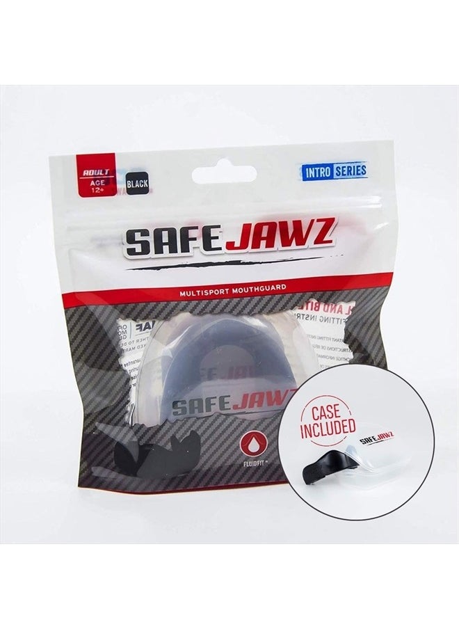 SAFEJAWZ - Mouthguard Slim Fit, Adults and Junior Mouth Guard with Case for Boxing, Basketball, Lacrosse, Football, MMA, Martial Arts, Hockey and All Contact Sports (Black, Adult) - Image 1