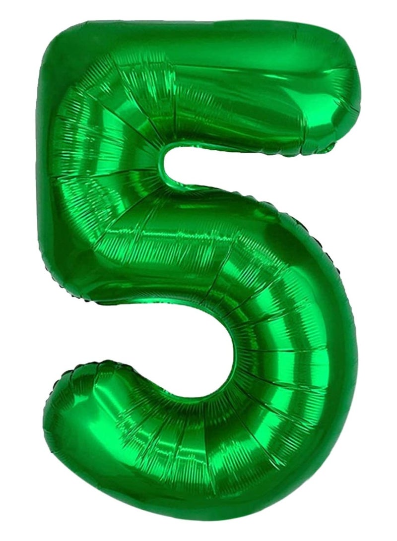 KATCHON Green Number 5 Balloon for 5th Birthday or Anniversary Decorations - Image 1