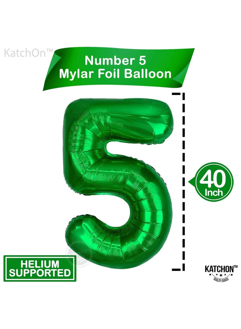 KATCHON Green Number 5 Balloon for 5th Birthday or Anniversary Decorations - Image 2