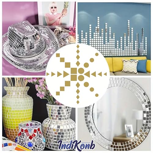 INDIKONB Gold Glass Pieces for Crafts & Lippan Art | Shiny Mirror Materials for Mandala, Jewelry & DIY Art (Round L) - Image 4