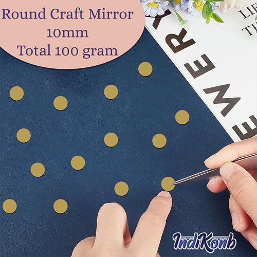 INDIKONB Gold Glass Pieces for Crafts & Lippan Art | Shiny Mirror Materials for Mandala, Jewelry & DIY Art (Round L) - Image 3