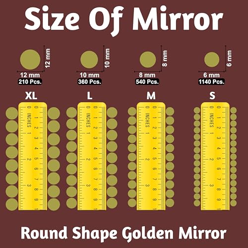 INDIKONB Gold Glass Pieces for Crafts & Lippan Art | Shiny Mirror Materials for Mandala, Jewelry & DIY Art (Round L) - Image 2