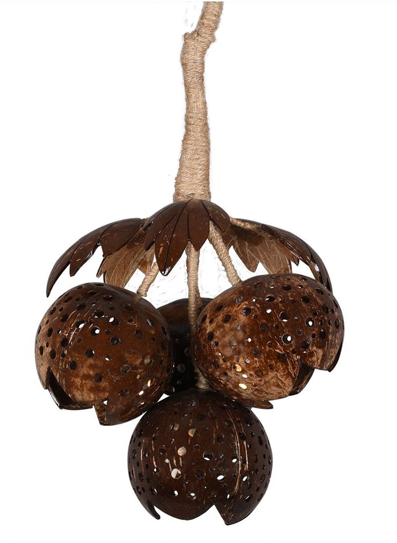 Generic Coconut Shell Hanging Lamp Ceiling Lights 4 shells round reflection Design  - Image 3