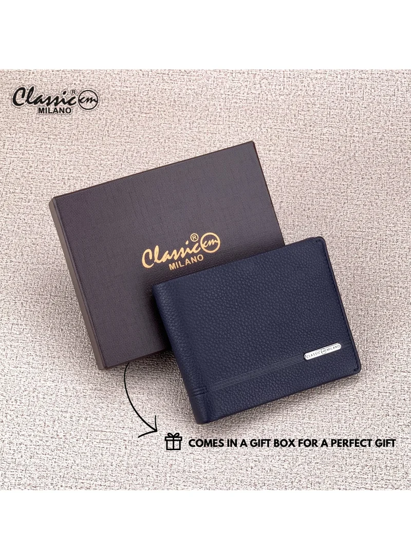 Classic Milano Blue (CNH-2) Classic Milano Genuine Leather Wallet for Men – Slim Bifold Men’s Wallet with RFID Blocking, Multiple Card Slots – Stylish Mens Purse Wallets Gift for Husband, Father for Men | Best Price UAE