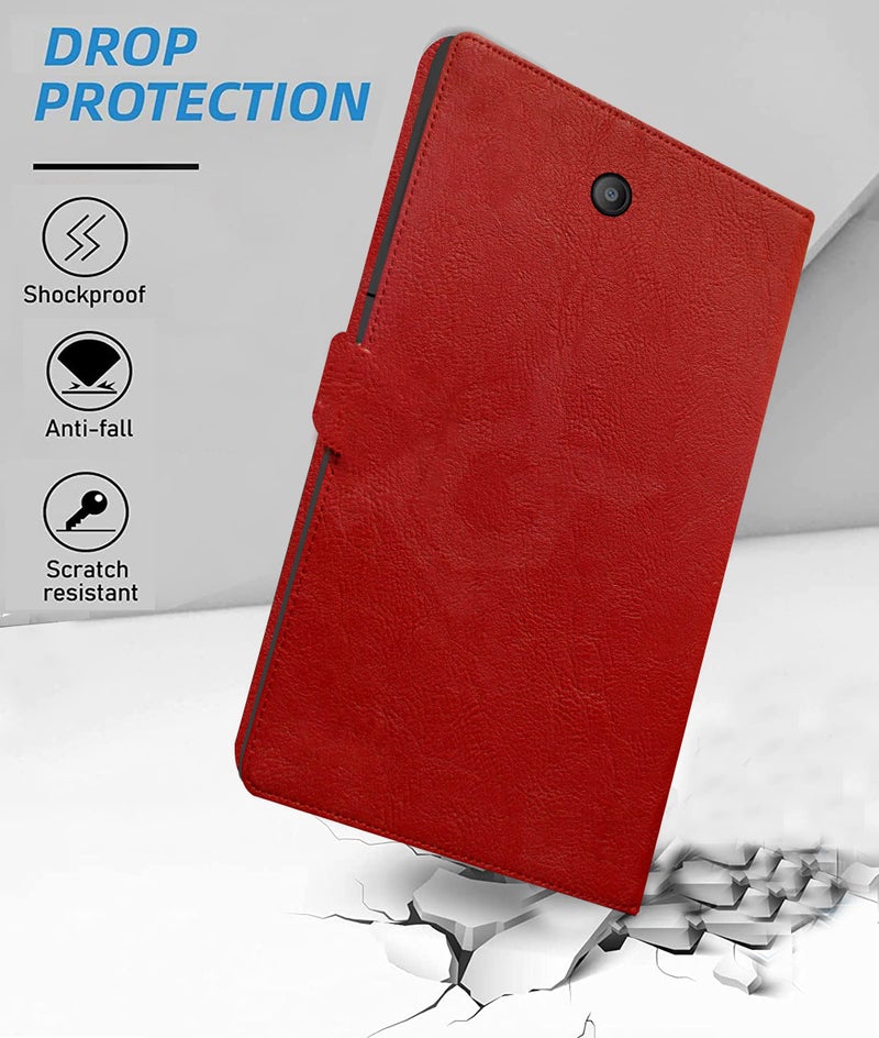 TGK Plain Design Leather Flip Stand Case Cover for Alcatel 3T8 Tablet 8 inches (Red) - Image 3