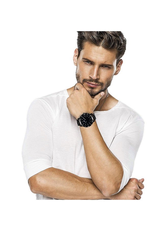 شوكنشوب - ساعة Shocknshop المصنوعة من الفولاذ المقاوم للصدأ للرجال (مينا سوداء وحزام طويل ملون للرجال) - W219 (أسود 02) - Image 1