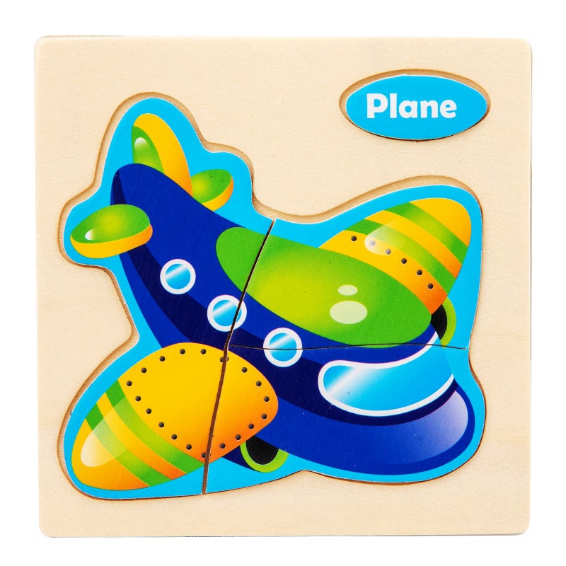 Wooden Kidsren'S Toys Cognitive Stereo Cartoon Pattern Puzzle Toys Early Education Educational Wooden Puzzle Toys - Image 1