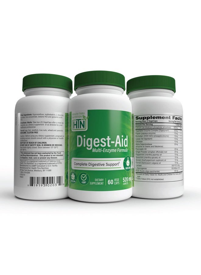 Health Thru Nutrition - Digestaid  Complete Digestive Enzyme Formula With Pre And Probiotic  Digestion  Nutrient Absorption Support  Fast Acting Discomfort Relief  Nongmo Pack Of 60 - Image 1