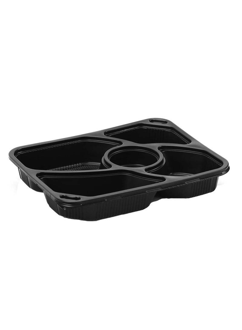 Ideal Pack 5-Section Black Base Food Containers with Lids – 5 PCS | BPA-Free Meal Prep Containers with Compartments - Image 3