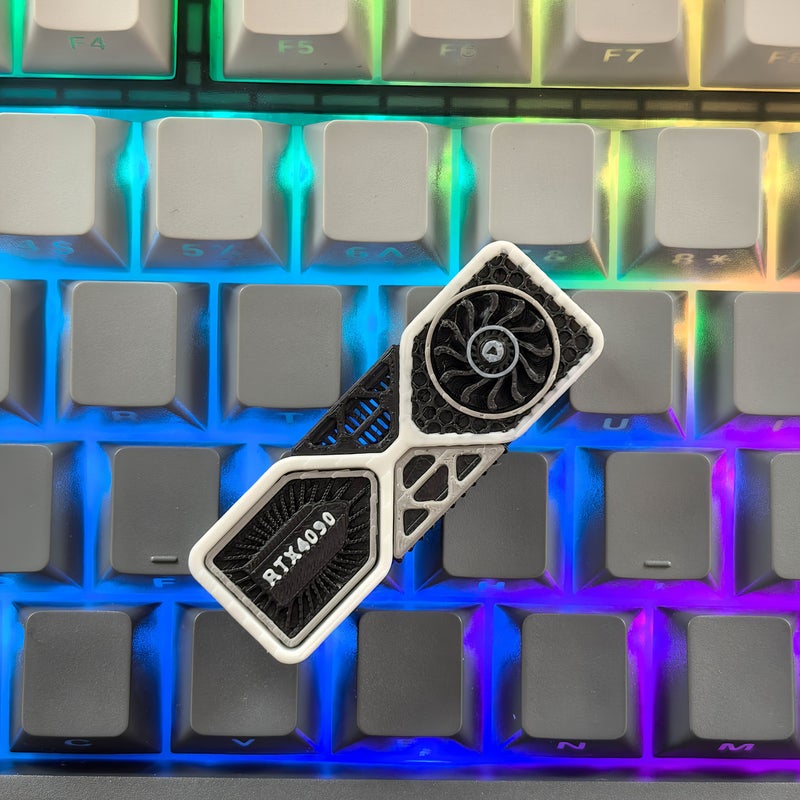 Black White 3D Fan GPU VRAM PCIe Keycaps for Gaming Mechanical Keyboard QWERTY - Image 1