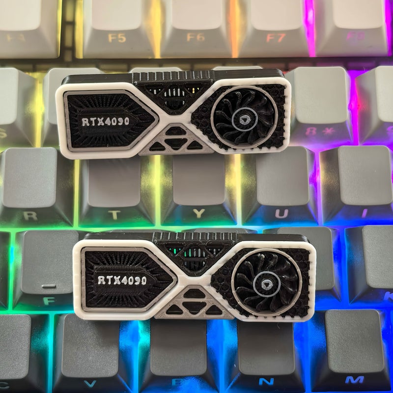 Black White 3D Fan GPU VRAM PCIe Keycaps for Gaming Mechanical Keyboard QWERTY - Image 3