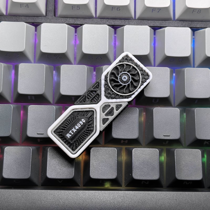 Black White 3D Fan GPU VRAM PCIe Keycaps for Gaming Mechanical Keyboard QWERTY - Image 4