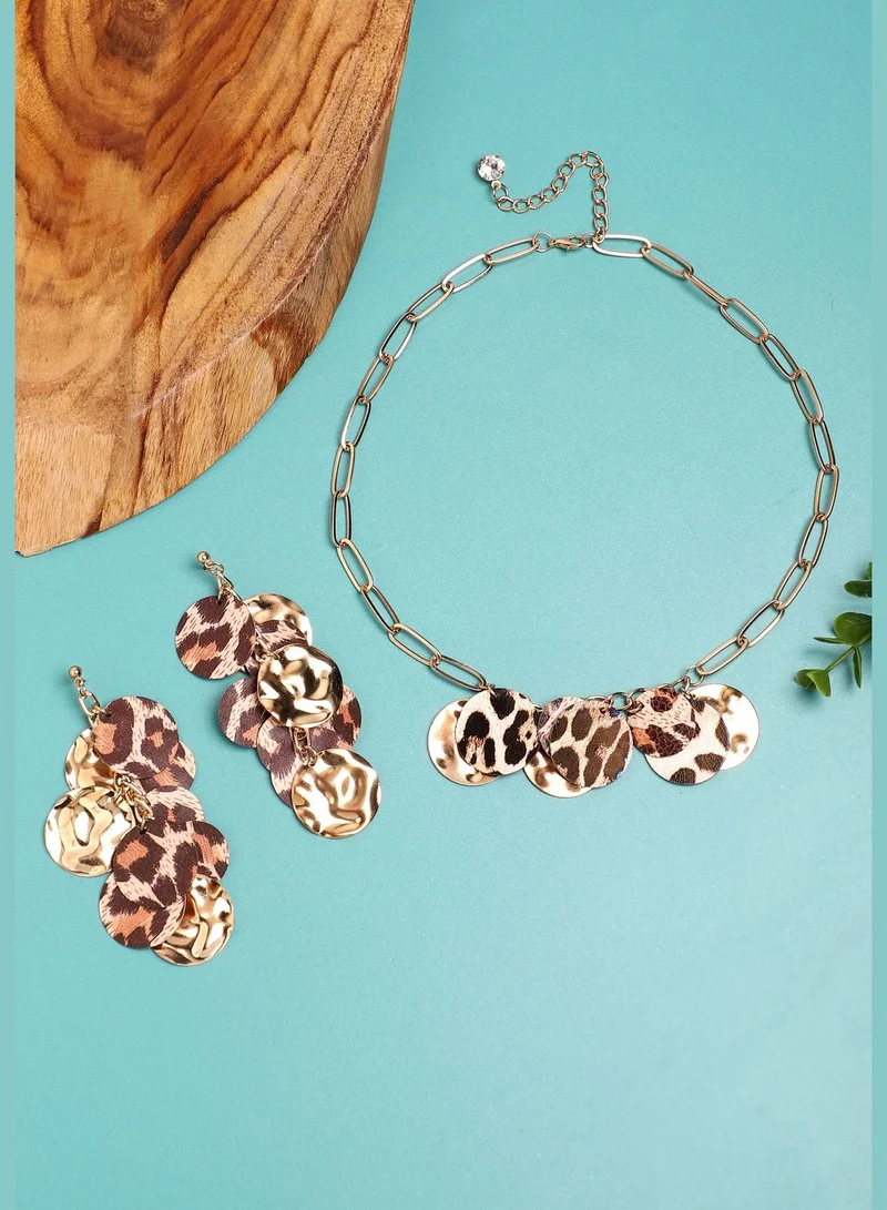 SOHI Gold Plated Designer Party Necklace and Earring Set For Women