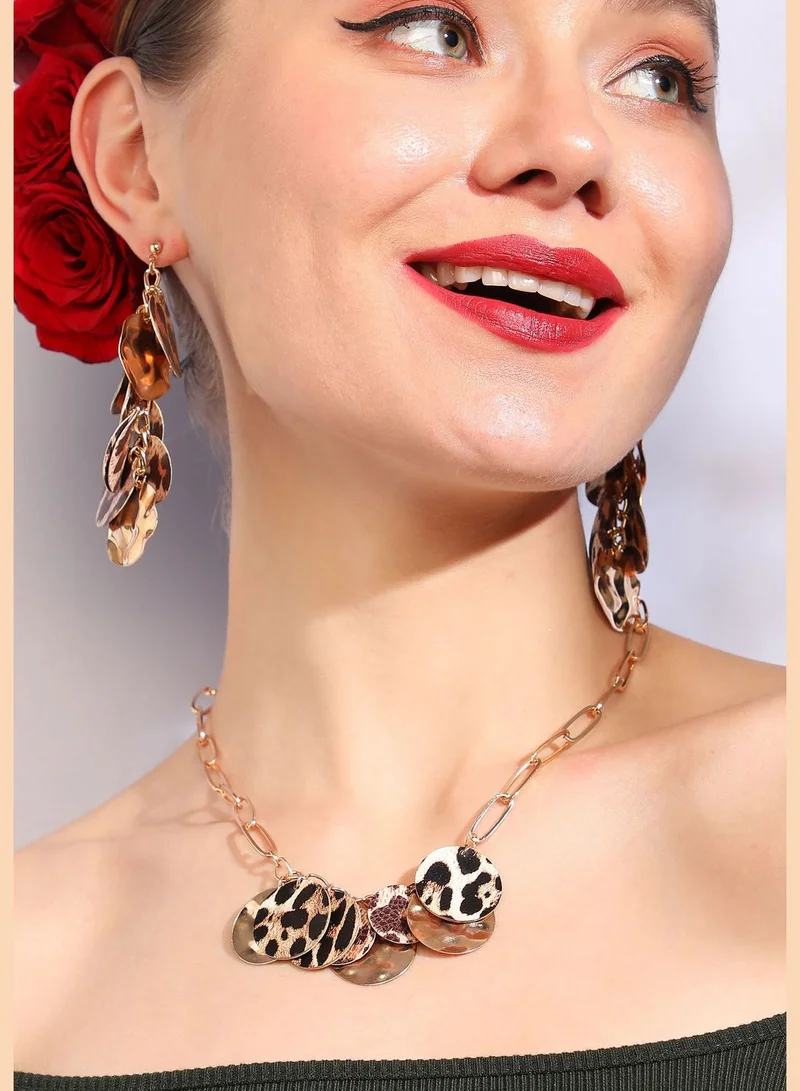 SOHI Gold Plated Designer Party Necklace and Earring Set For Women