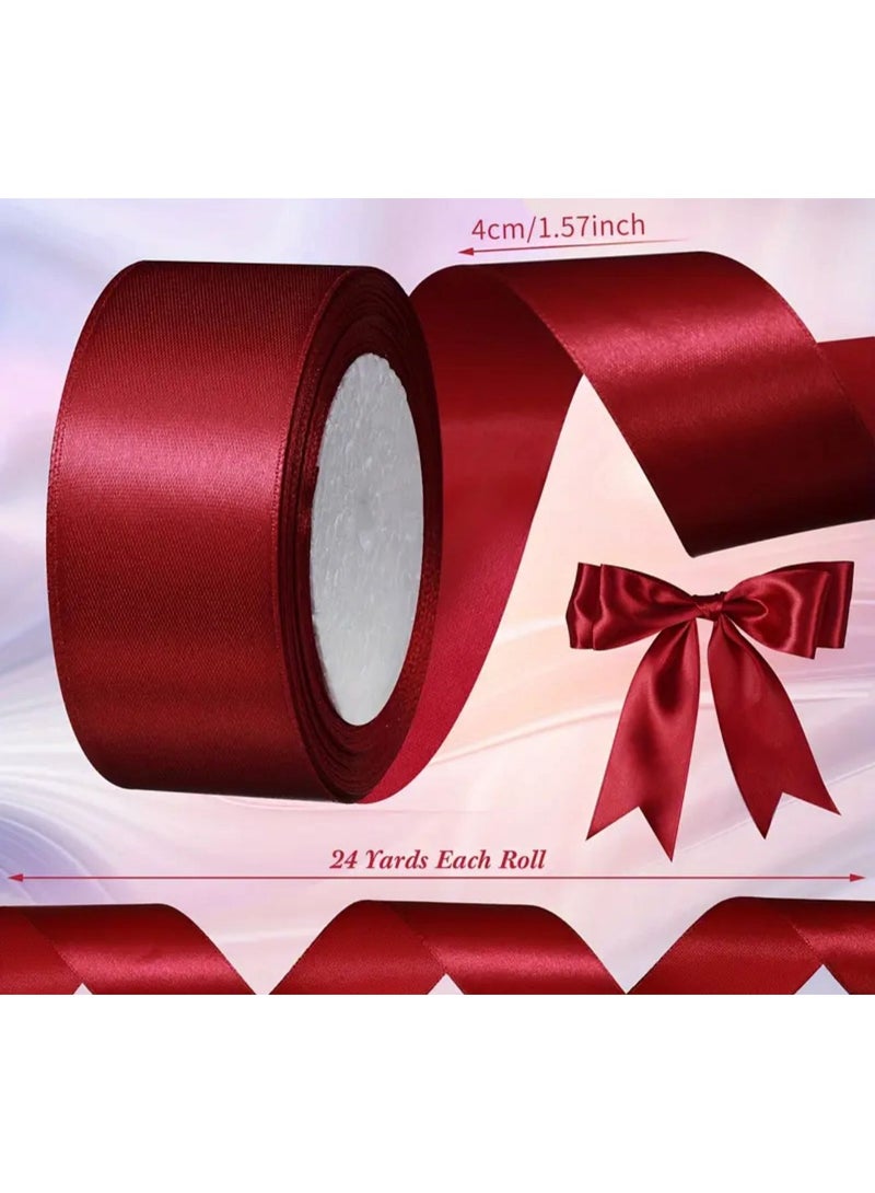 3 Rolls 25.72 meter Red Ribbon - Elegant 2.6 cm Wide Satin, Suitable for Gift Wrapping, Floral Arrangements, Weddings, Crafts, Christmas, Art Projects & Bows | Essential Packaging Supplies|Elegant Design&Smooth Texture, Ribbon For Gift Wrapping, Thick Ribbon, Christmas Ribbon, Wide Ribbon, Ribbon For Flower Bouquet, Ribbon For Crafts, Ribbon For Sewing, Ribbon For Bouquet, Ribbons For Crafts, Black Ribbon For Gift Wrapping, Ribbons For Gift Wrapping, Ribbed Ribbon - Image 2