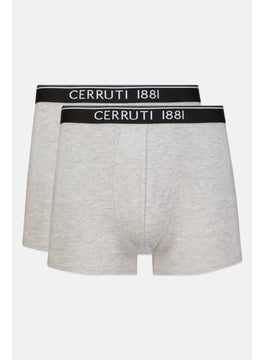 Men 2 Pcs Brand Logo Trunk, Grey Melange