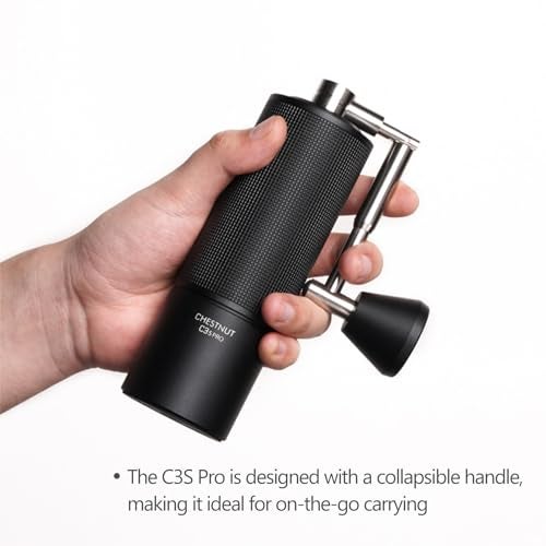 TIMEMORE Chestnut C3S Pro Manual Coffee Grinder, Stainless Steel S2C Conical Burr Coffee Grinder, Hand Coffee Grinder with Foldable Handle, Adjustable Grind Setting for Travel/Camping/Home, Black - Image 5