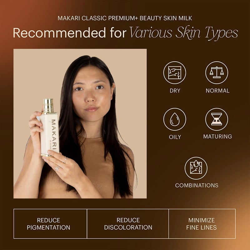 MAKARI Premium+ Body Brightening Beauty Milk (4.57 fl oz) | Anti-Aging Body Lotion | Softens and Smoothens Skin | Helps Diminish Discolorations and Dark Marks | Enhances Luminosity and Vibrance - Image 5