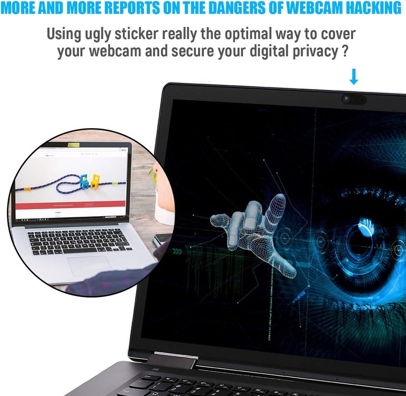غطاء كاميرا الويب فائق الرقة بسمك 0.028 بوصة لحماية الخصوصية البصرية والأمان لأجهزة MacBook وiMac وLaptop وDesktop وPC وiPad وiPhone والهواتف الذكية (أسود - عبوة من 3 قطع) - Image 5