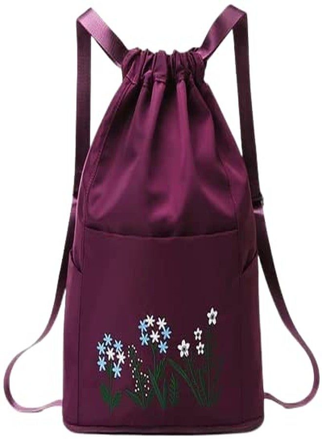HIMART Women's Drawstring Duffel Bag Expandable Folding Travel Bag for Women & Girl Lightweight Waterproof Carry Luggage Travel & Shopping Bag.(Maroon Less Bag) - Image 1