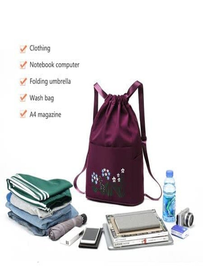 HIMART Women's Drawstring Duffel Bag Expandable Folding Travel Bag for Women & Girl Lightweight Waterproof Carry Luggage Travel & Shopping Bag.(Maroon Less Bag) - Image 4