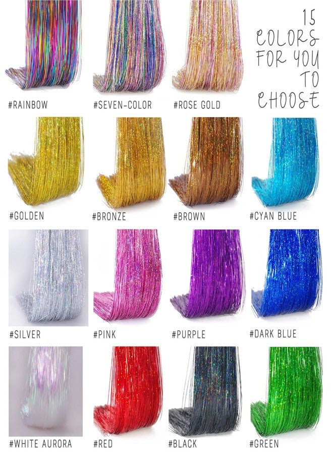 BLUSHIA 2pcs Clip in Hair Tinsel Extensions Highlights for Hair 24 Inch Fairy Hair Synthetic Hair Extensions for Party, Christmas, New Year, Halloween, Cosplay (Purple/2pcs) - Image 5