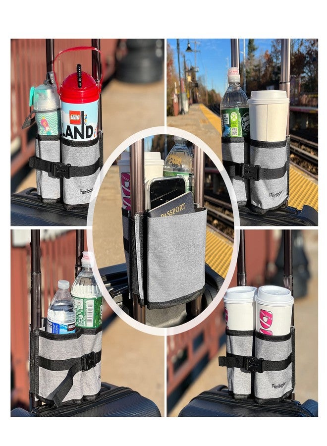 Perilogics Luggage Travel Cup Holder Hands Free Drink Caddy for Suitcase Handle. Perfect Airplane Travel Essential Accessory Gift for Frequent Traveler, Flight Attendant or with Children (Dark Gray) - Image 5