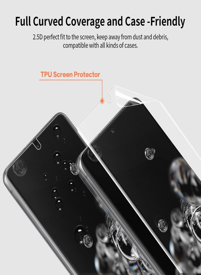 QUESPLE 3 Pack Samsung Galaxy S20 Ultra Screen Protector [Not Glass], [Ultra-Thin] [Support Fingerprint Unlock] Full Coverage TPU Flexible Screen Protector - Image 5