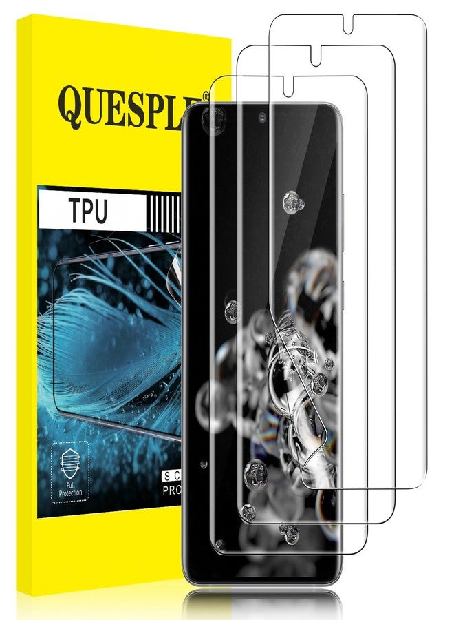 QUESPLE 3 Pack Samsung Galaxy S20 Ultra Screen Protector [Not Glass], [Ultra-Thin] [Support Fingerprint Unlock] Full Coverage TPU Flexible Screen Protector - Image 1