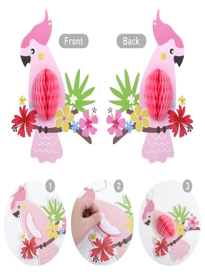 KESOTE 6 Pieces Hawaiian Tropical Parrot Bird Honeycomb Hanging Party Decorations, Summer Tiki Bar Party Decor, Rainforest Decorations Garden Yard Room Decor - Image 2