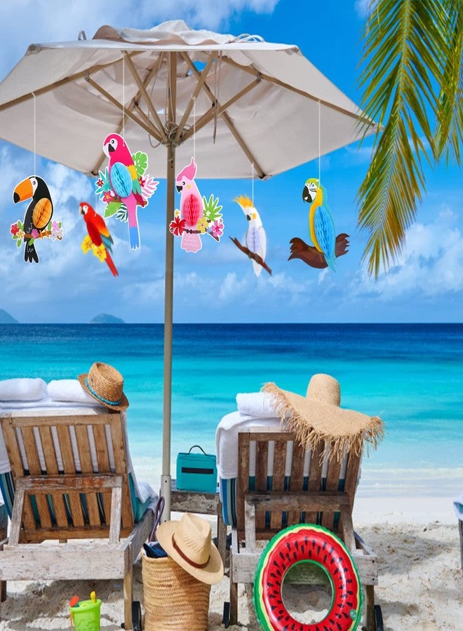 KESOTE 6 Pieces Hawaiian Tropical Parrot Bird Honeycomb Hanging Party Decorations, Summer Tiki Bar Party Decor, Rainforest Decorations Garden Yard Room Decor - Image 3