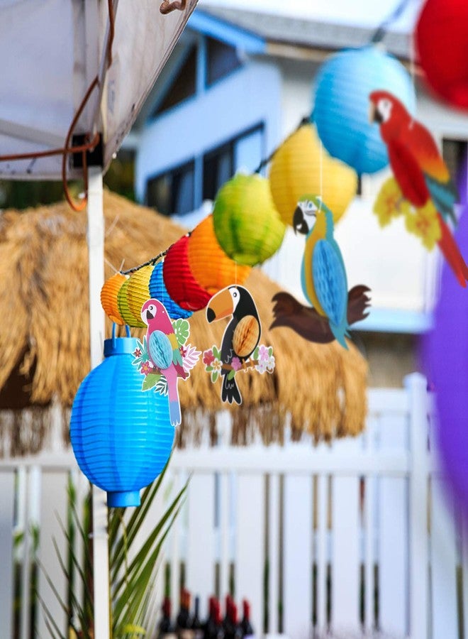 KESOTE 6 Pieces Hawaiian Tropical Parrot Bird Honeycomb Hanging Party Decorations, Summer Tiki Bar Party Decor, Rainforest Decorations Garden Yard Room Decor - Image 4