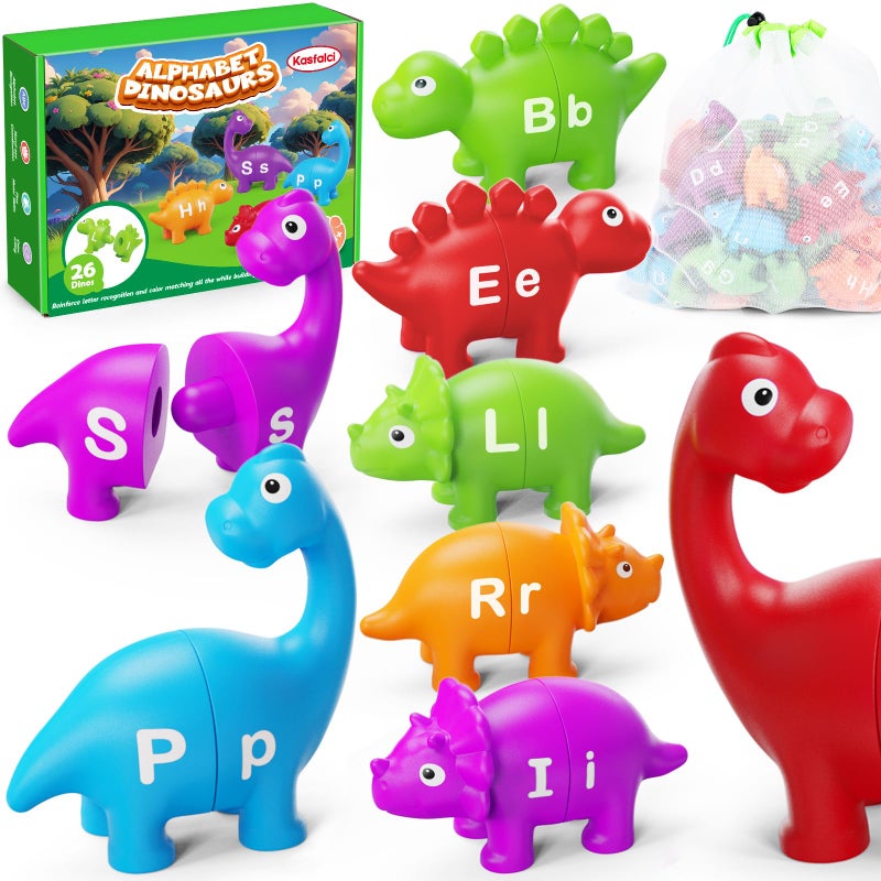 Kasfalci Alphabet Learning Toys Dinosaur Toys for Kids ABC Learning for Toddlers Matching Letter GameColor SortingEducational Montessori Fine MotorKindergarten Preschool Activities - Image 3