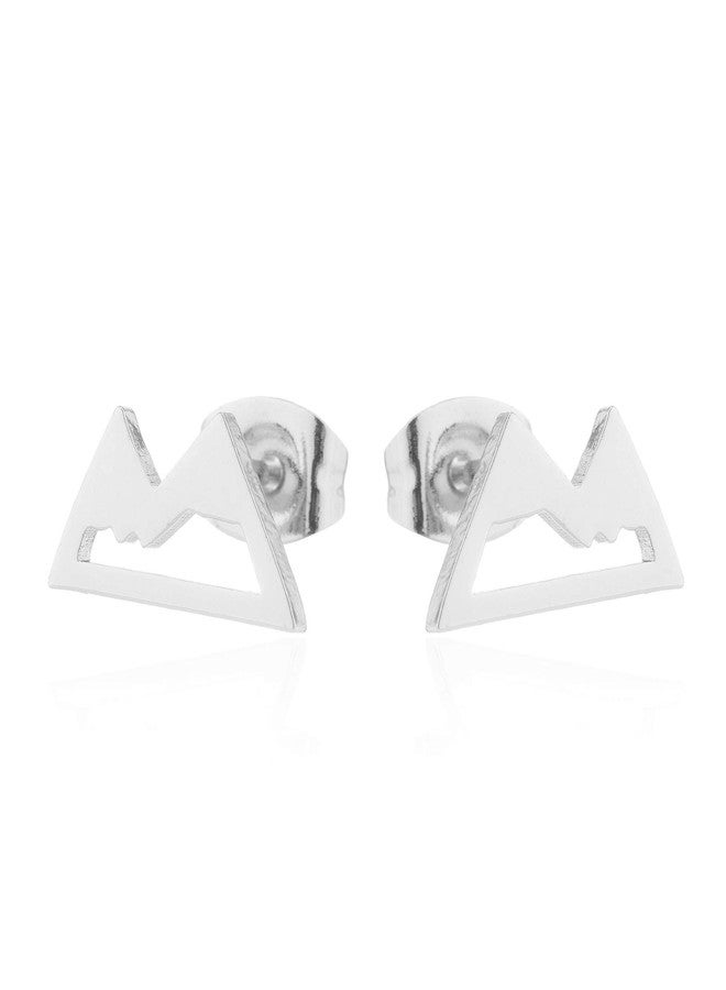HUNO Stainless Steel Snowcapped Mountain Earrings Peak Snowy Stud Earrings Mountain Climbing Lovers Gifts for Women Jewelry-3 pairs - Image 4