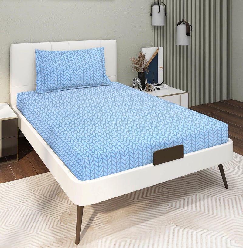 RD TREND® Presents Bedsheet for Single Bed Polycotton 210 TC, Size-60X90 Inches(152X228 CM), Single Bedsheet with Pillow Cover (18X28 Inches) Blue - Image 1