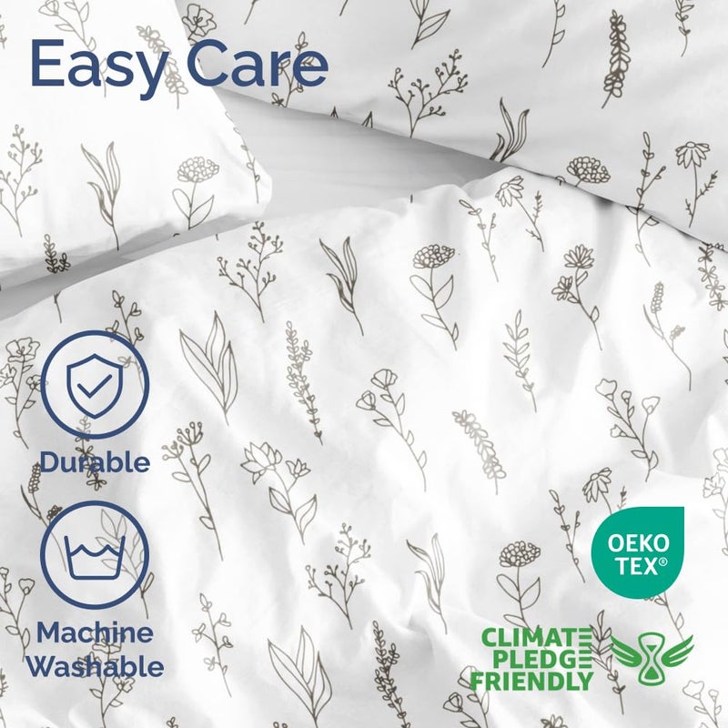 CGK Unlimited Duvet Cover Full Size Set - Extra Soft Floral Duvet Cover 80 x 90 with 2 Pillow Shams - Comfy, Breathable Floral Bedding Set - Hotel Luxury Easy-Care & Fade Free with Zipper Closures & Ties - Plants - Image 4