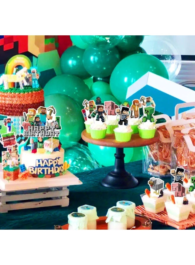 LuckSa 25 PCS Minecraft Theme Cupcake Toppers On Cupcake Picks  Cake Decorations for  Party,Party Decorations Supplies - Image 3