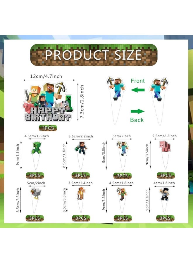 LuckSa 25 PCS Minecraft Theme Cupcake Toppers On Cupcake Picks  Cake Decorations for  Party,Party Decorations Supplies - Image 4