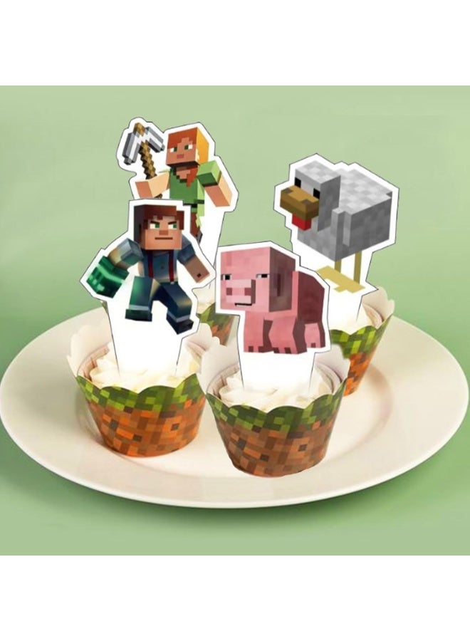LuckSa 25 PCS Minecraft Theme Cupcake Toppers On Cupcake Picks  Cake Decorations for  Party,Party Decorations Supplies - Image 5