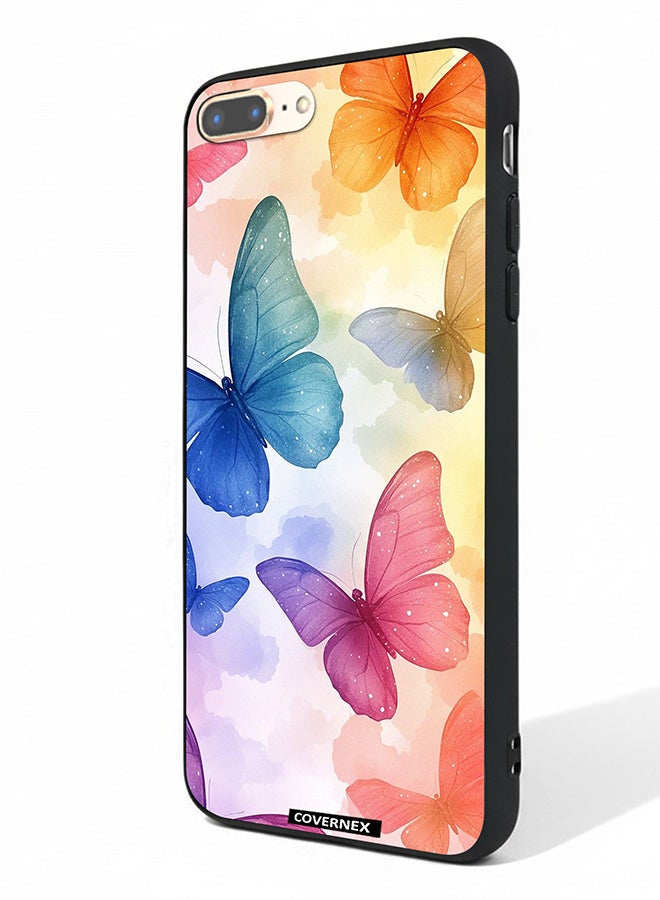 Covernex Apple iPhone 7 Plus Protective Case Cover Printed Featuring Dreamy Pastel Floating Butterflies - Image 1
