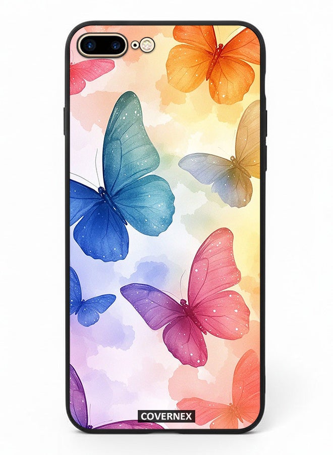 Covernex Apple iPhone 7 Plus Protective Case Cover Printed Featuring Dreamy Pastel Floating Butterflies - Image 2