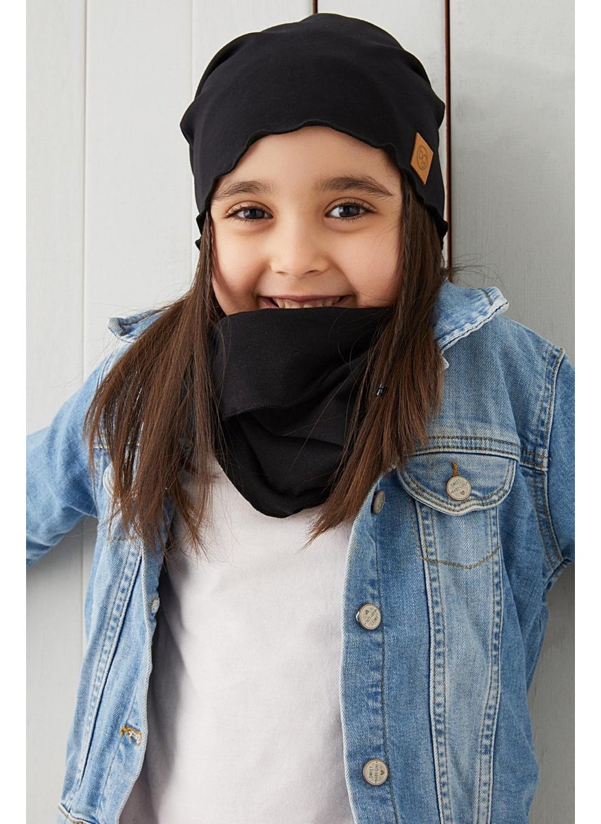 Babygiz - Black Girl Baby Beanie Neck Collar Set Soft 100% Cotton Combed Cotton Trend Series - Image 1