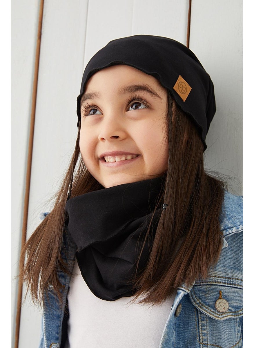 Babygiz - Black Girl Baby Beanie Neck Collar Set Soft 100% Cotton Combed Cotton Trend Series - Image 1