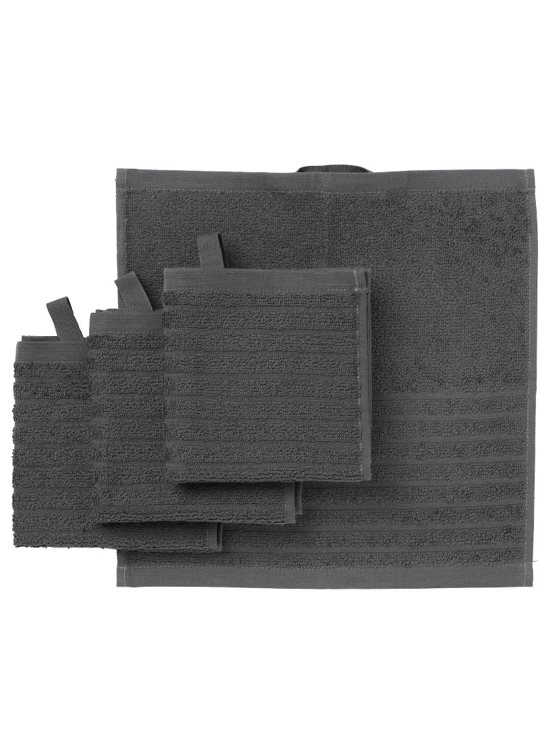 Generic Washcloth Ultra-Soft and Absorbent Dark Grey 100% Cotton 30x30 cm 