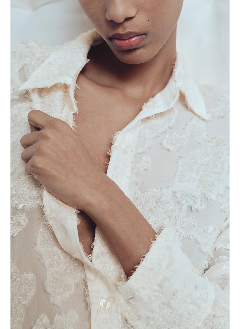 اتش اند ام Textured-weave shirt
